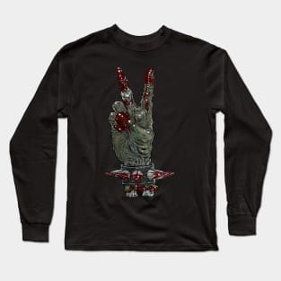 Zombie Peace Sigh Hand Gesture Long Sleeve T-Shirt